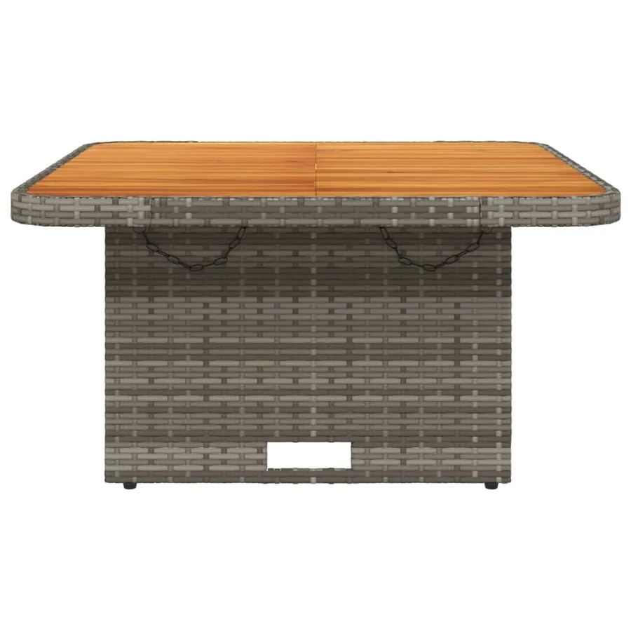 Table de jardin gris 80x80x71 cm résine tressée et bois acacia - 5