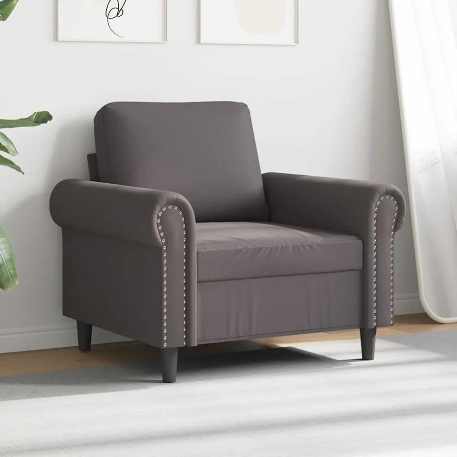 Fauteuil Gris 60 cm Similicuir - 3