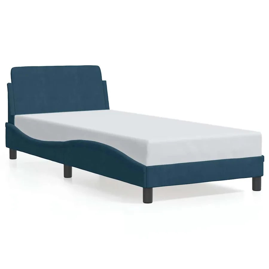Cadre de lit avec tête de lit Dover bleu 90x190 cm velours - 2