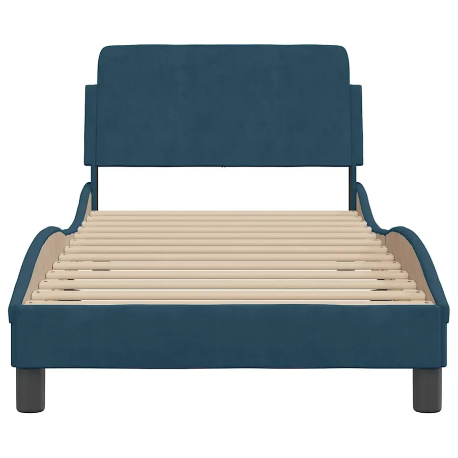 Cadre de lit avec tête de lit Dover bleu 90x190 cm velours - 4