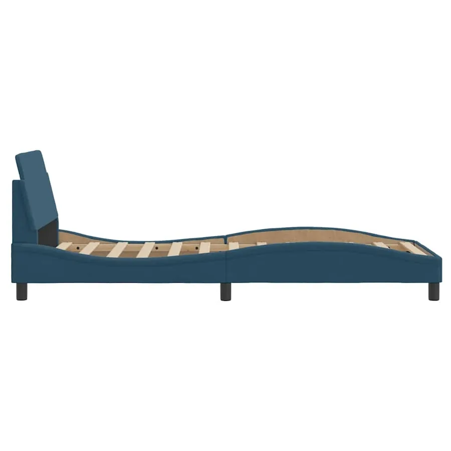 Cadre de lit avec tête de lit Dover bleu 90x190 cm velours - 5