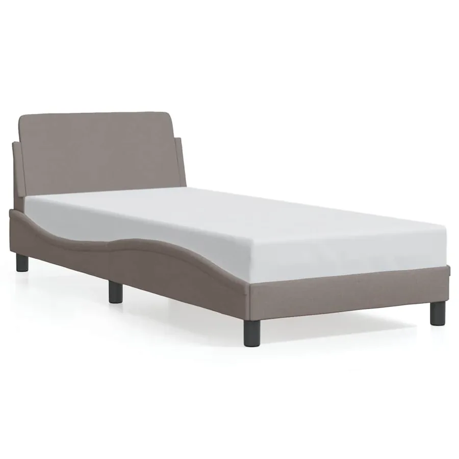 Cadre de lit avec tête de lit Dover taupe 90x190cm tissu - 2