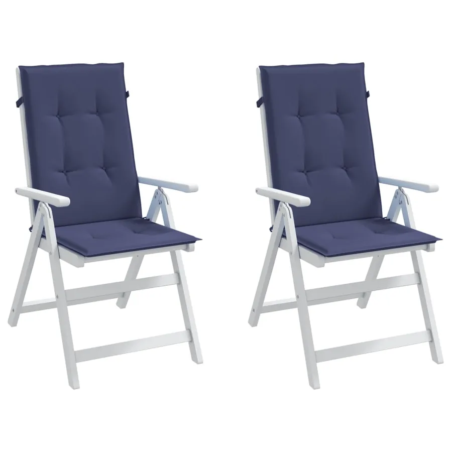 Coussins de chaise à dossier haut lot de 2 bleu marine tissu - 5