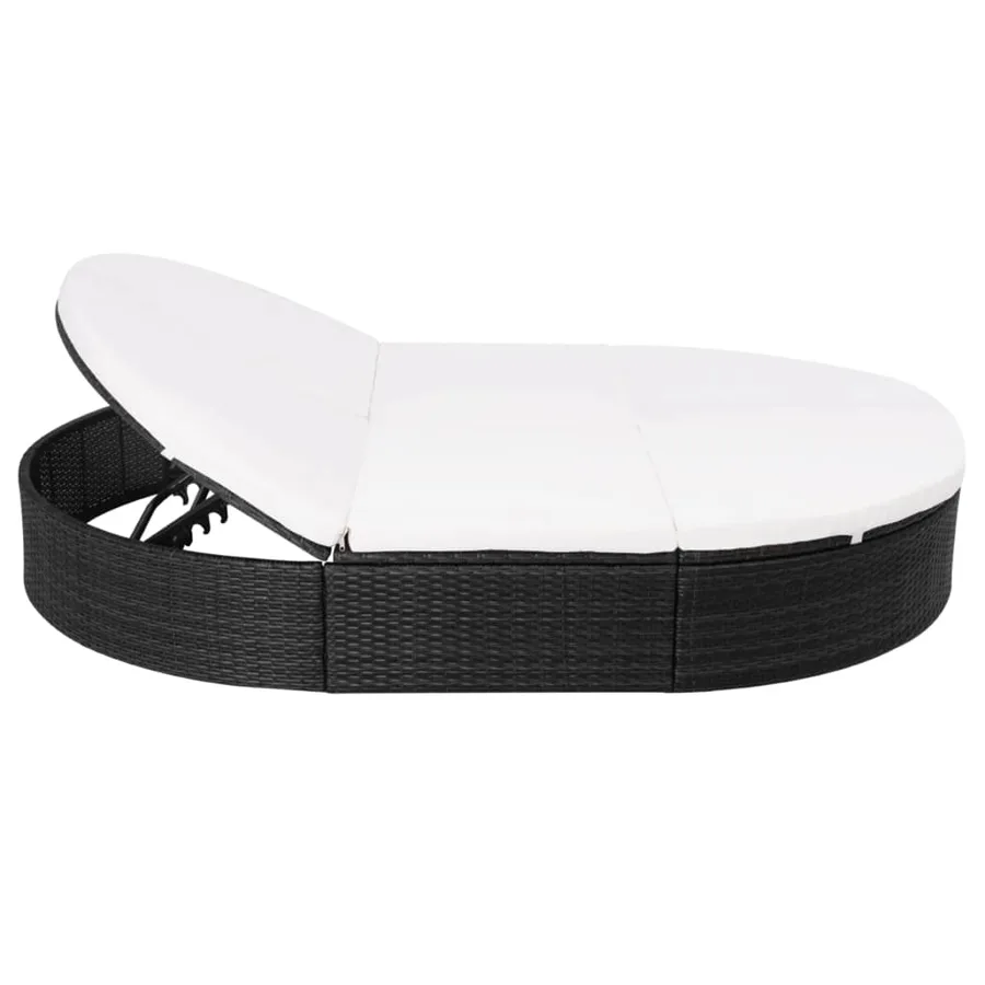 Lit de repos d'extérieur avec coussin Résine tressée Noir - 4
