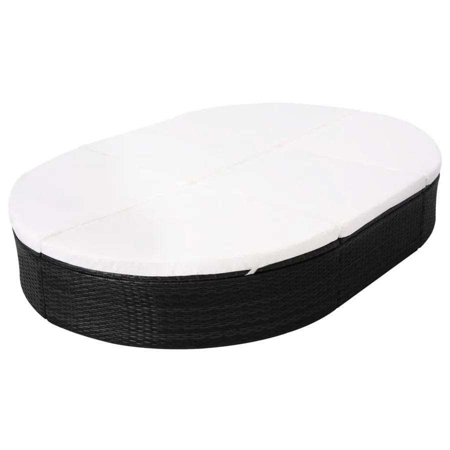 Lit de repos d'extérieur avec coussin Résine tressée Noir - 5