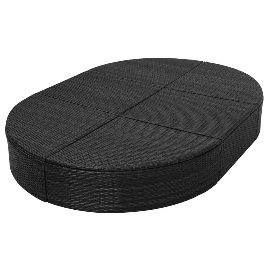 Lit de repos d'extérieur avec coussin Résine tressée Noir - 6