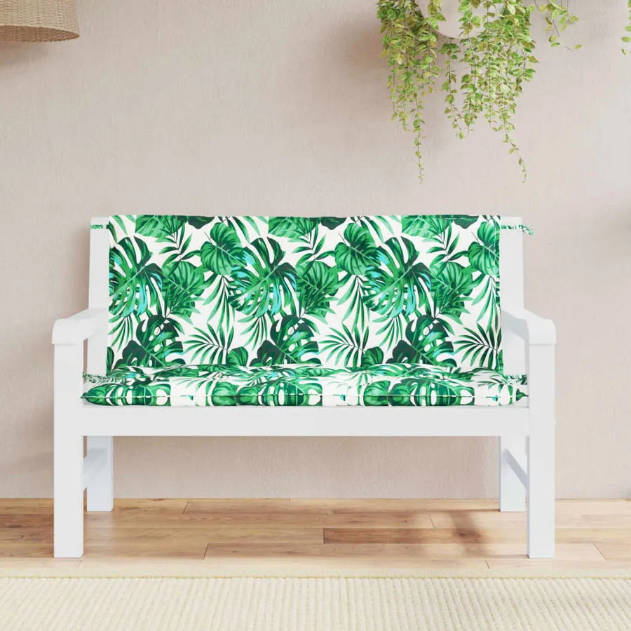 Coussins de banc de jardin lot de 2 motif de feuilles