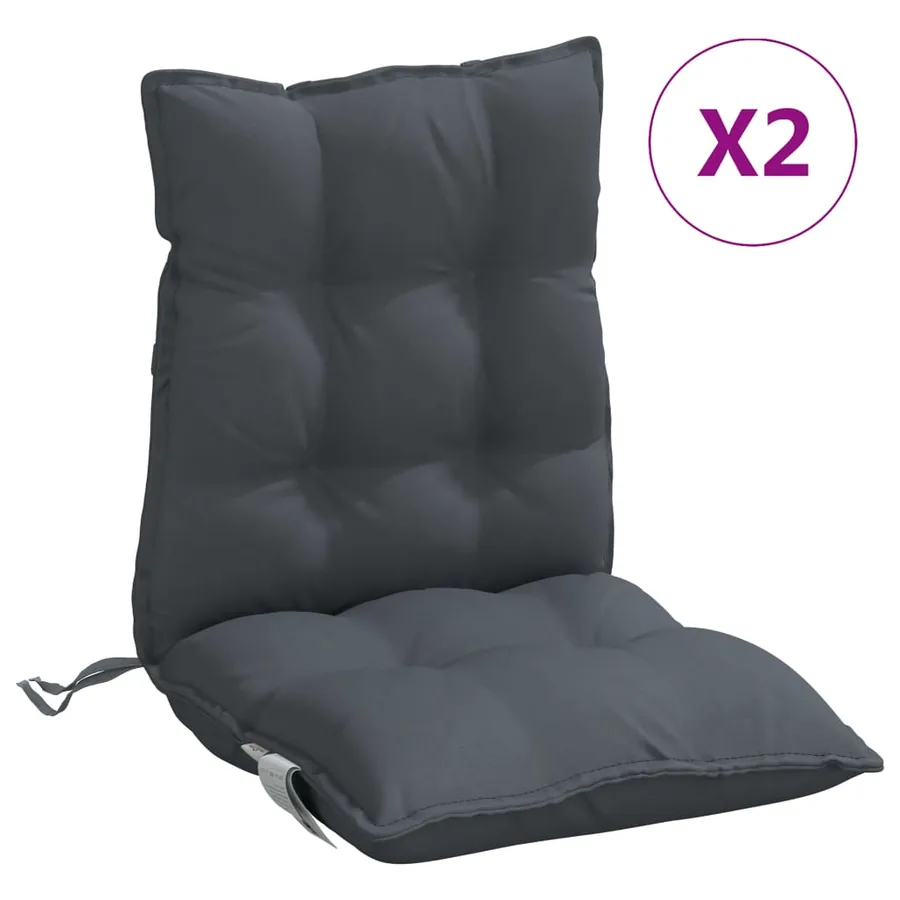 Coussins de chaise à dossier bas lot de 2 anthracite - 2