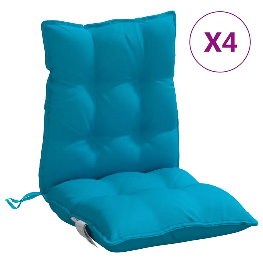 Coussins de chaise à dossier bas lot de 4 bleu clair - 2