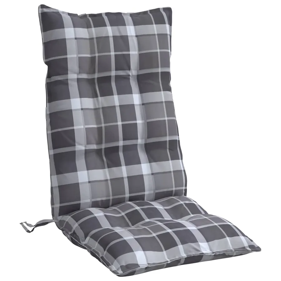 Coussins de chaise à dossier haut lot de 6 motif carreaux gris - 5