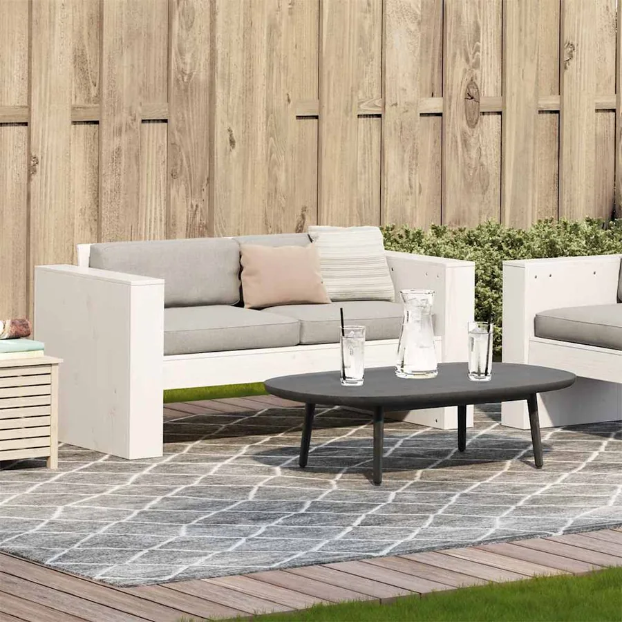 Canapé de jardin 2 places blanc 134x60x62 cm bois de pin massif - 3