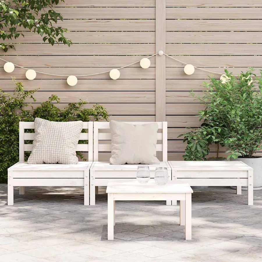 Canapé de jardin 3 places blanc bois de pin massif - 3