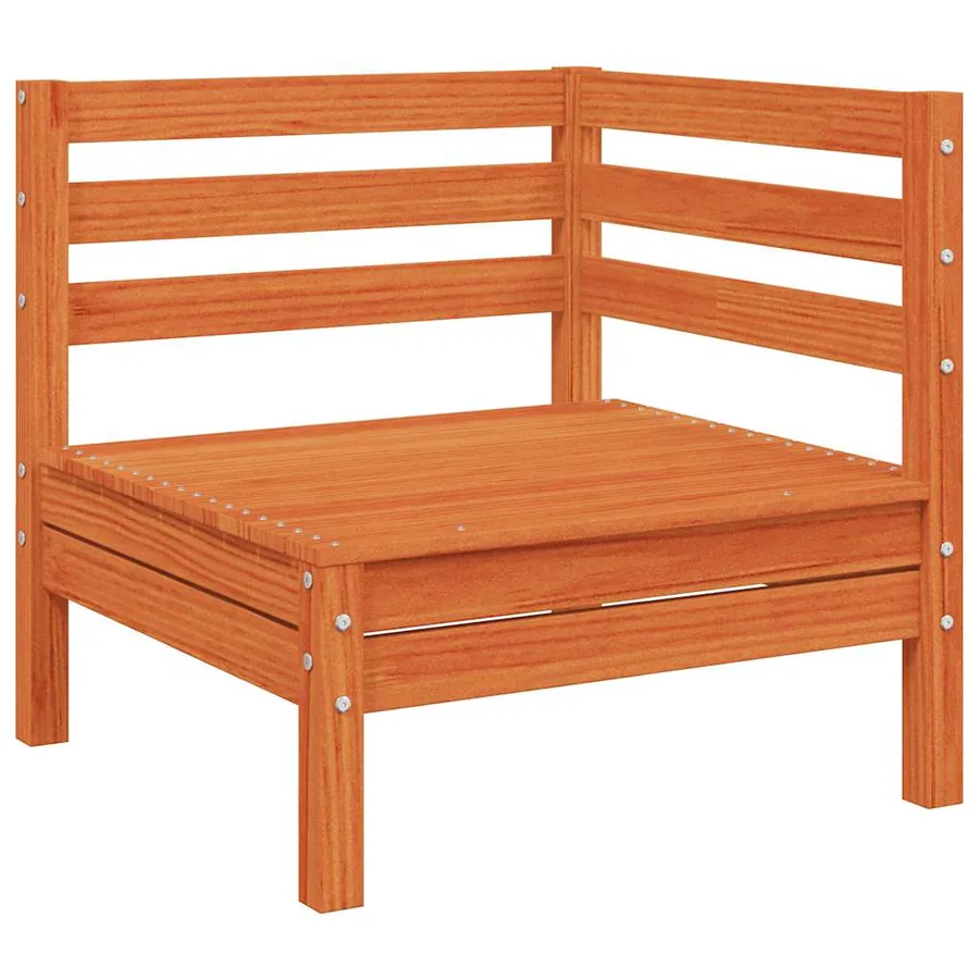 Canapé d'angle de jardin coussins cire marron bois pin massif - 4
