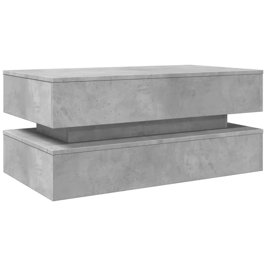 Table basse avec lumières LED gris béton 90x50x40 cm - 3