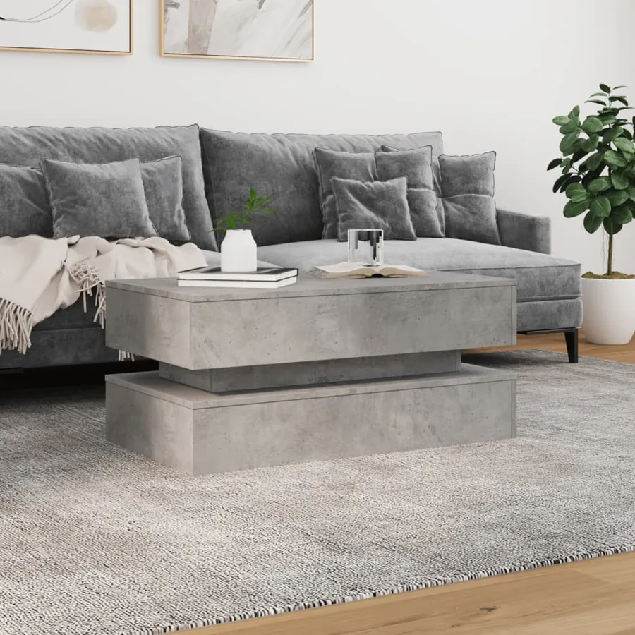 Table basse avec lumières LED gris béton 90x50x40 cm - 4