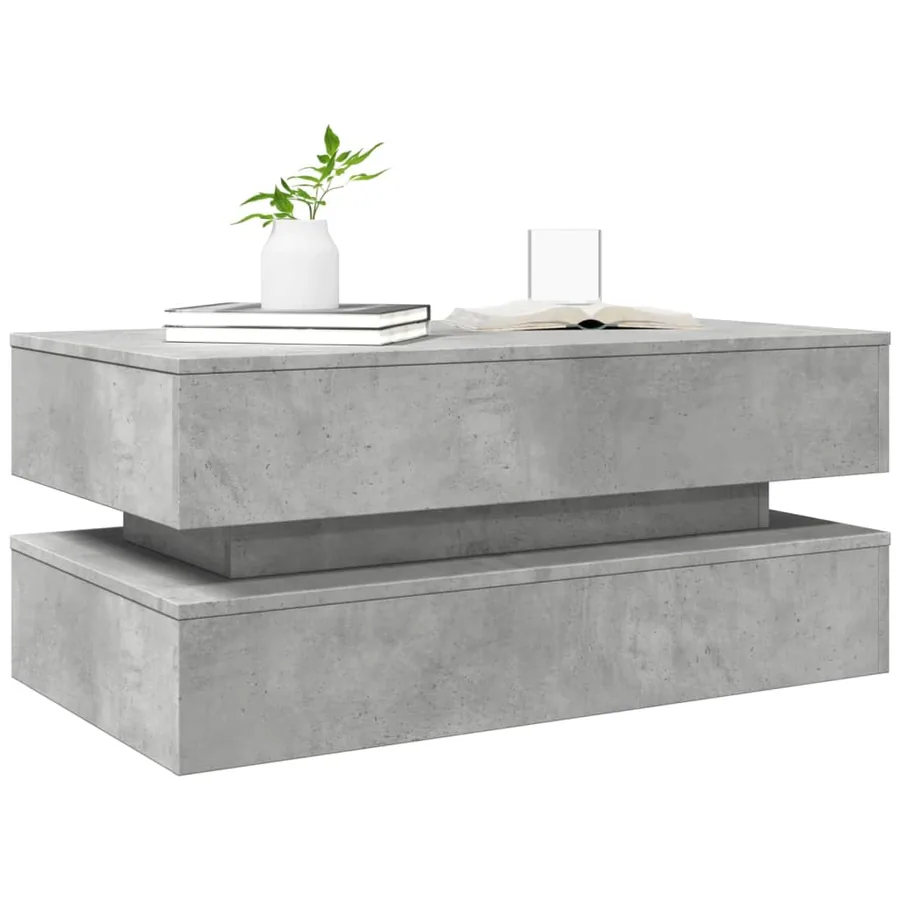Table basse avec lumières LED gris béton 90x50x40 cm - 6