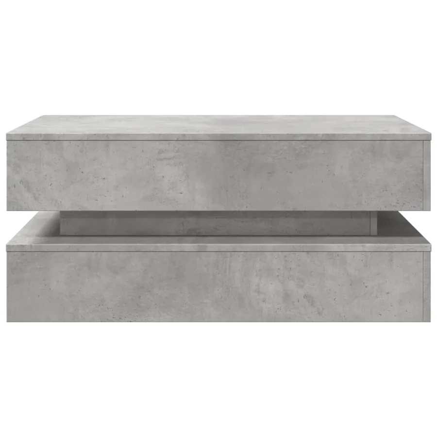 Table basse avec lumières LED gris béton 90x50x40 cm - 7