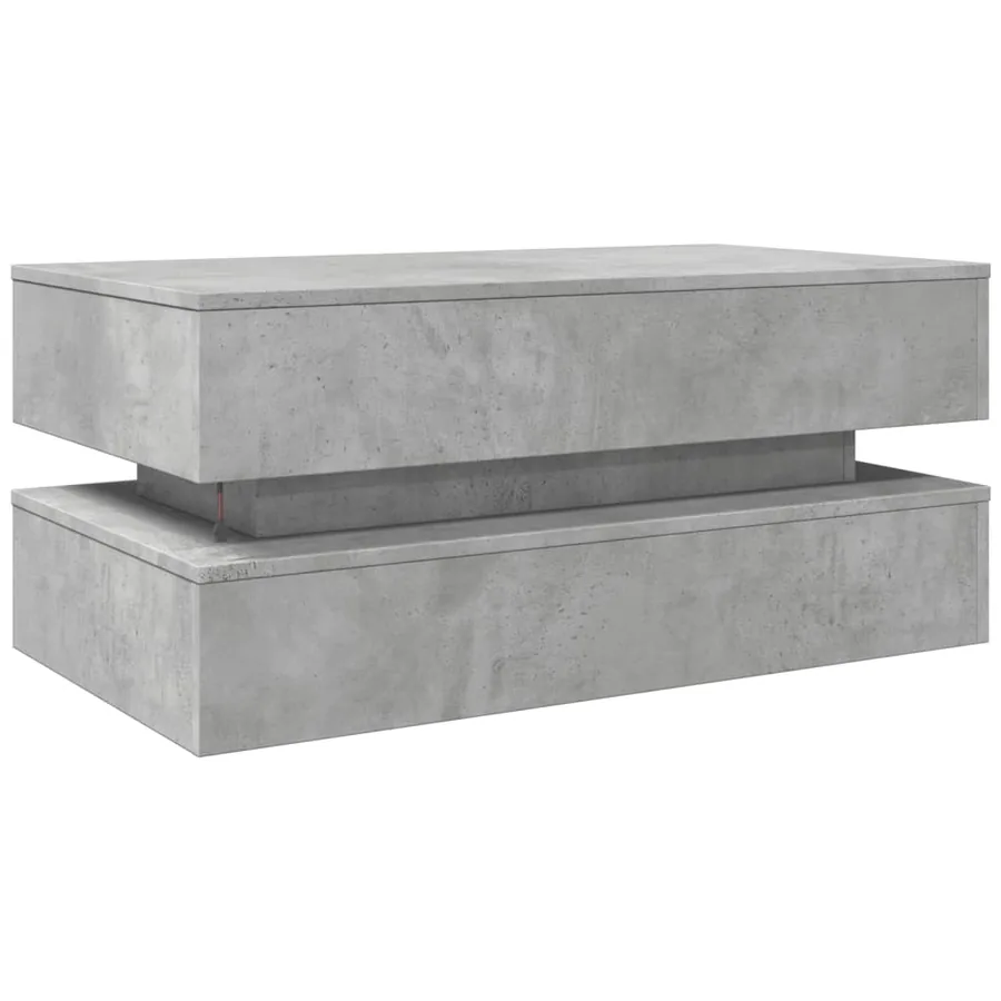 Table basse avec lumières LED gris béton 90x50x40 cm - 9