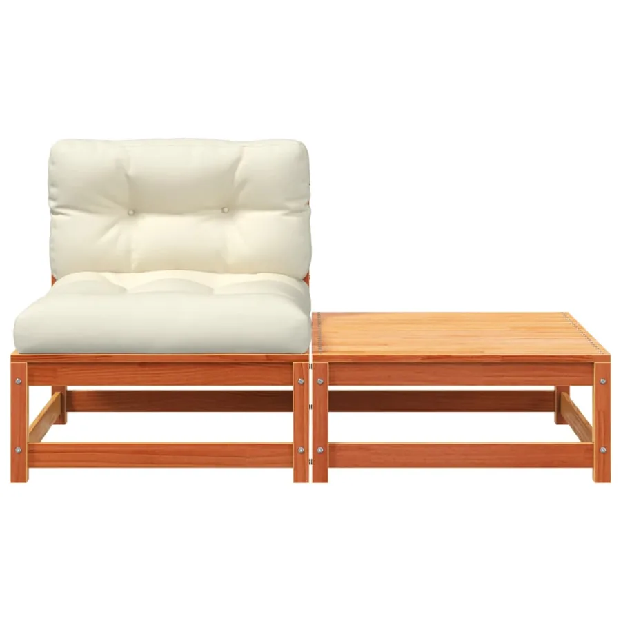Canapé de jardin sans accoudoirs avec coussins et repose-pieds - 5