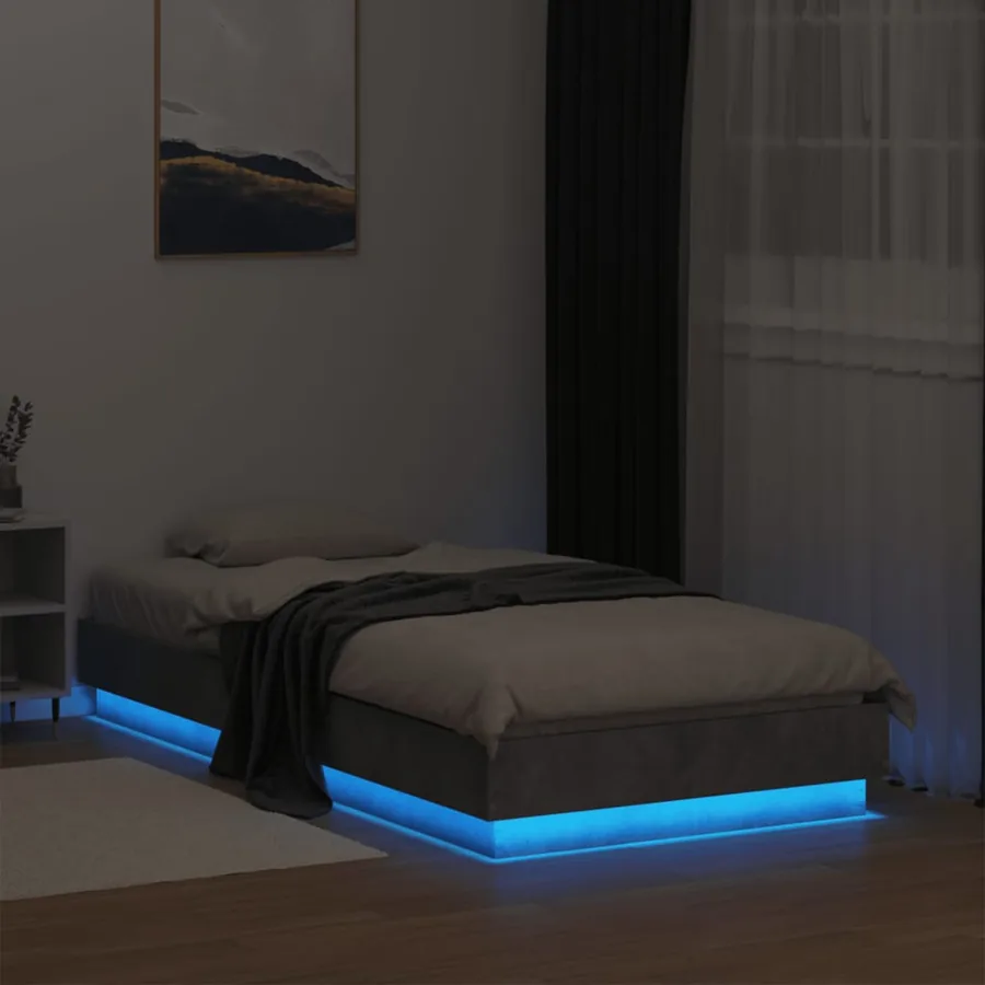 Cadre de lit sans matelas avec lumières LED gris béton 75x190cm - 5