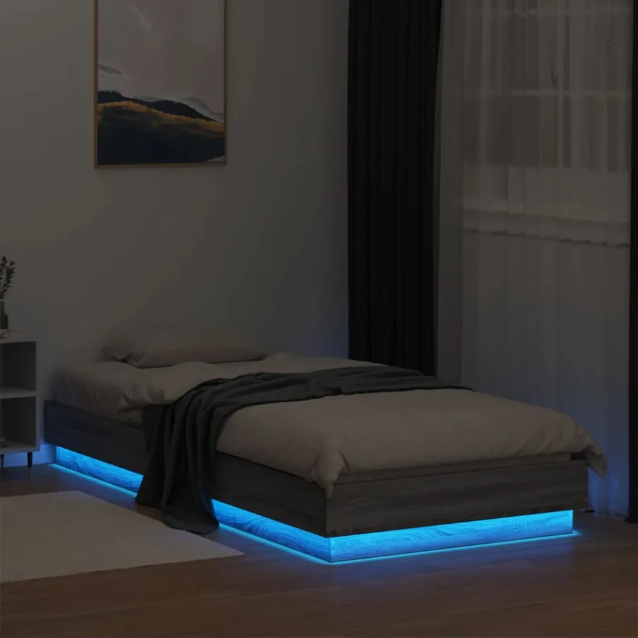 Cadre de lit sans matelas avec lumières LED 100x200 cm - 5
