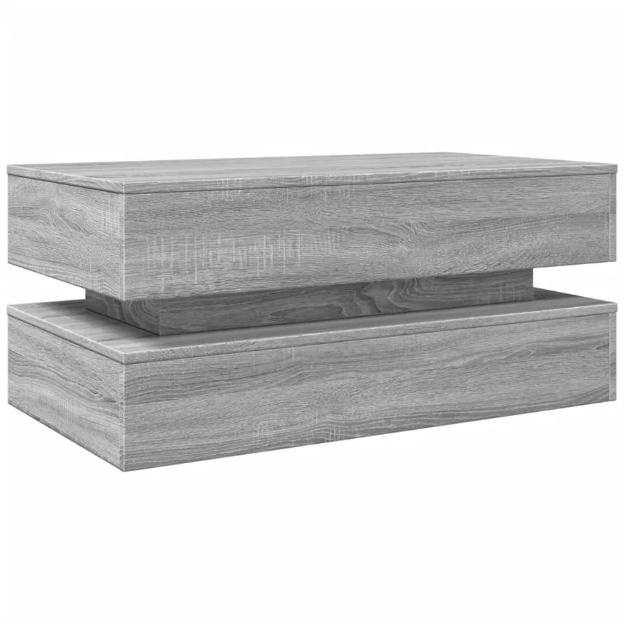 Table basse avec lumières LED gris sonoma 90x50x40 cm - 3