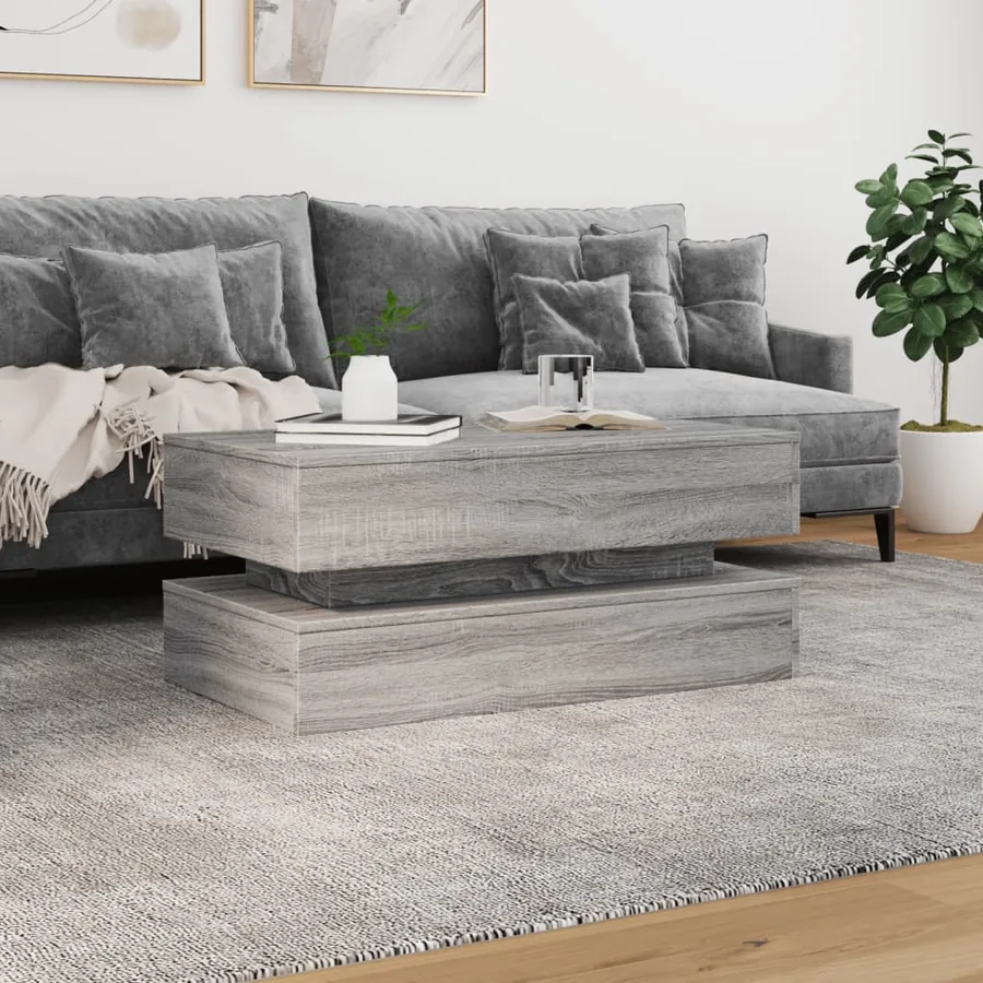Table basse avec lumières LED gris sonoma 90x50x40 cm - 4