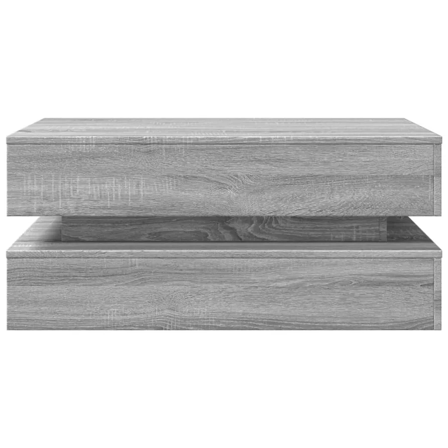 Table basse avec lumières LED gris sonoma 90x50x40 cm - 7