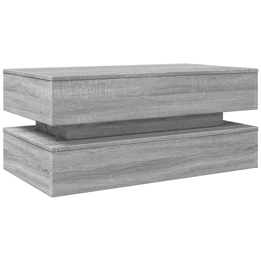 Table basse avec lumières LED gris sonoma 90x50x40 cm - 9
