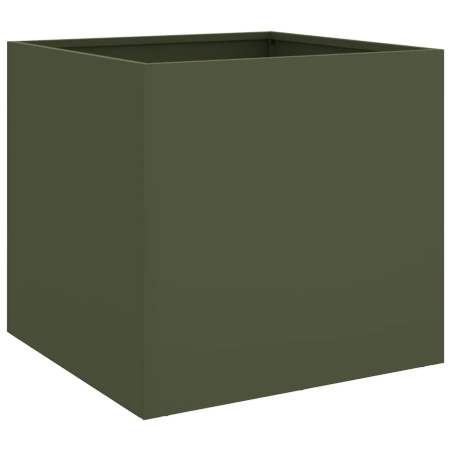 Jardinière vert olive 42x40x39 cm acier - 6