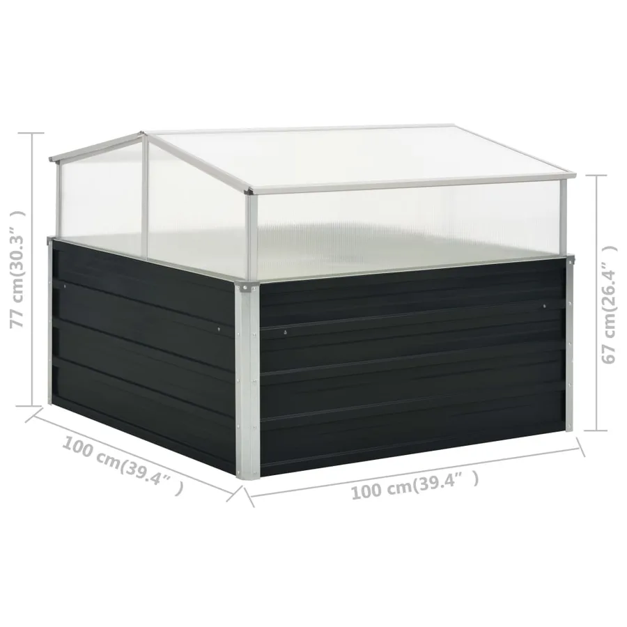 Serre Anthracite 100x100x77 cm Acier galvanisé - 7