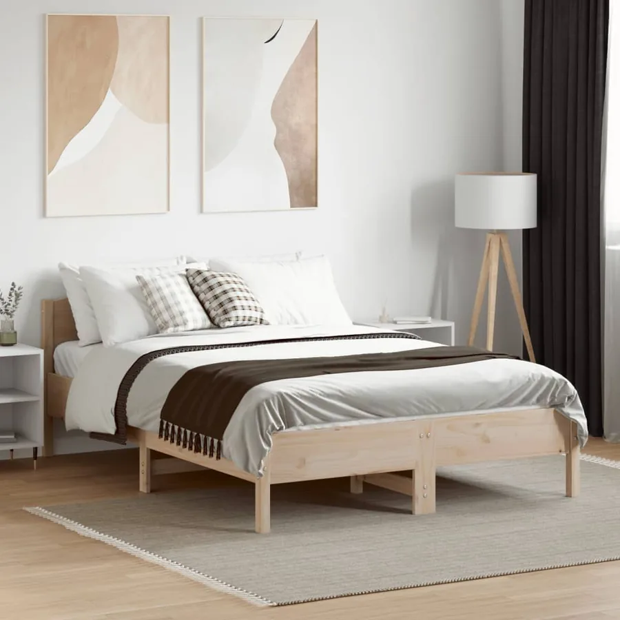 Cadre de lit sans matelas 140x190 cm bois de pin massif - 3