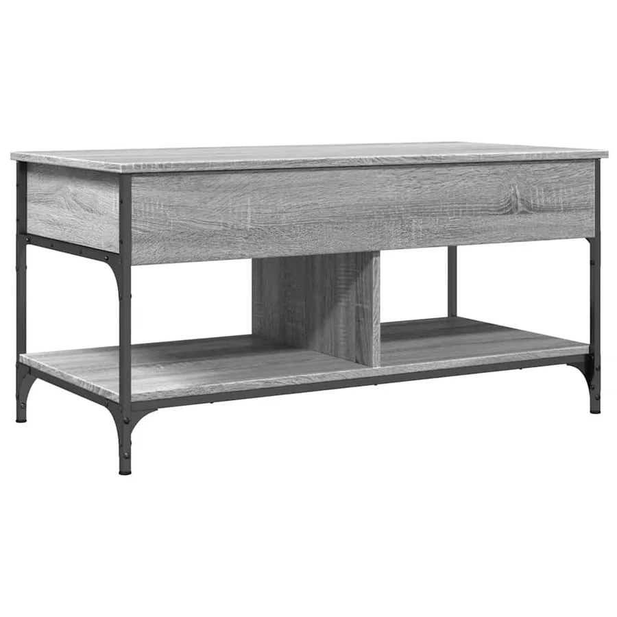 Table basse sonoma gris 100x50x50 cm bois d'ingénierie et métal - 2