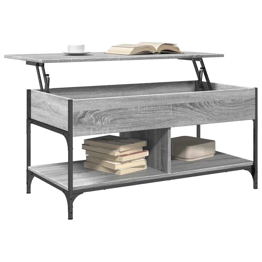 Table basse sonoma gris 100x50x50 cm bois d'ingénierie et métal - 4