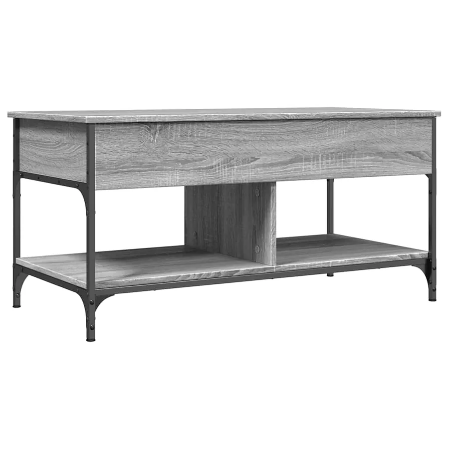 Table basse sonoma gris 100x50x50 cm bois d'ingénierie et métal - 7