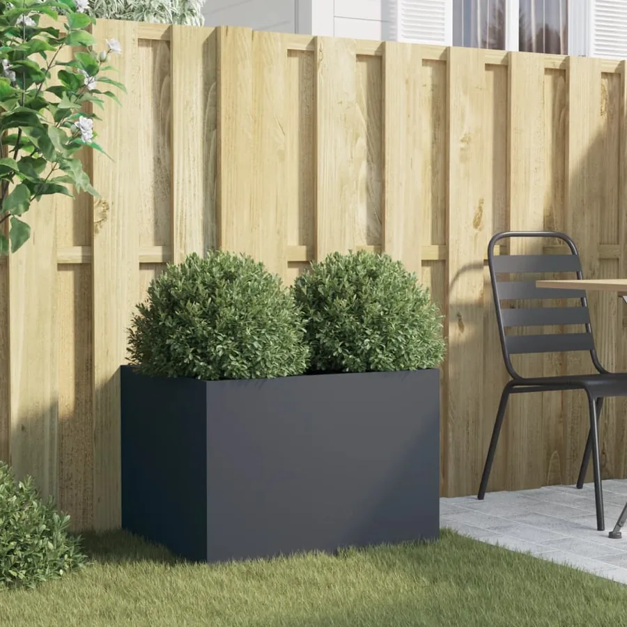 Jardinière anthracite 62x47x46 cm acier - 3