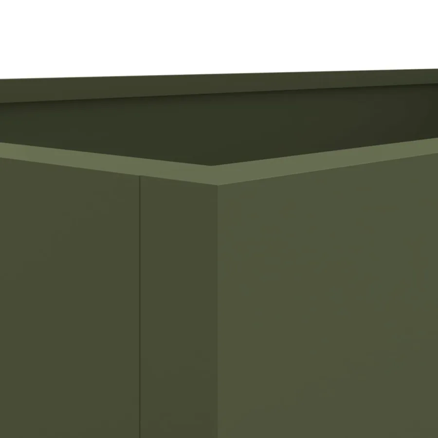 Jardinière vert olive 62x40x39 cm acier - 8