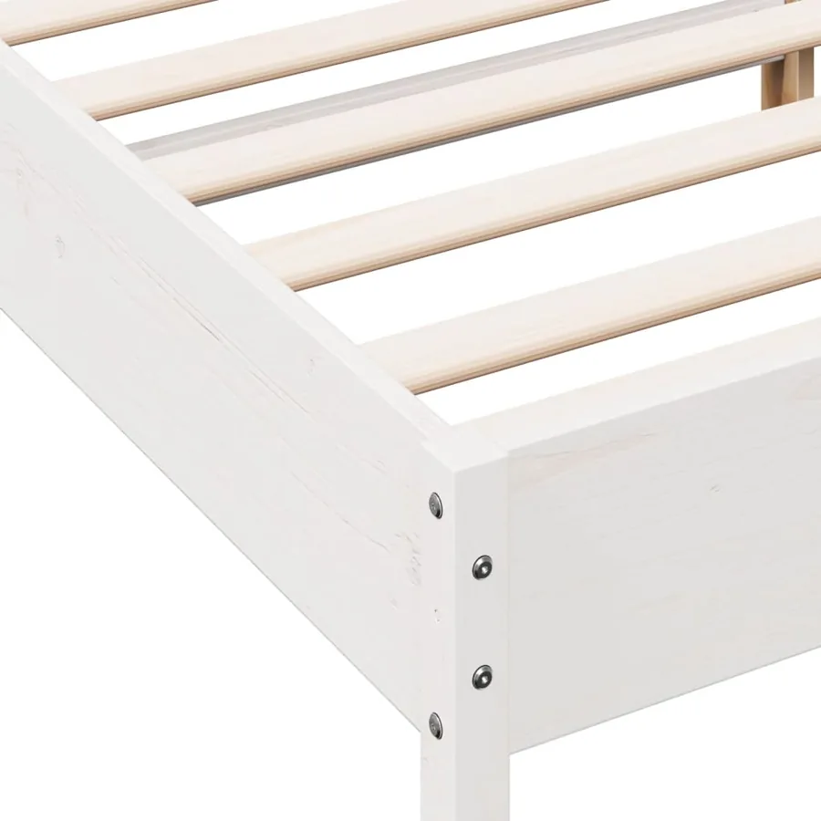 Cadre de lit sans matelas blanc 120x200 cm bois de pin massif - 7