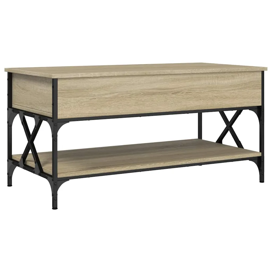 Table basse chêne sonoma 100x50x50cm bois d'ingénierie et métal - 2
