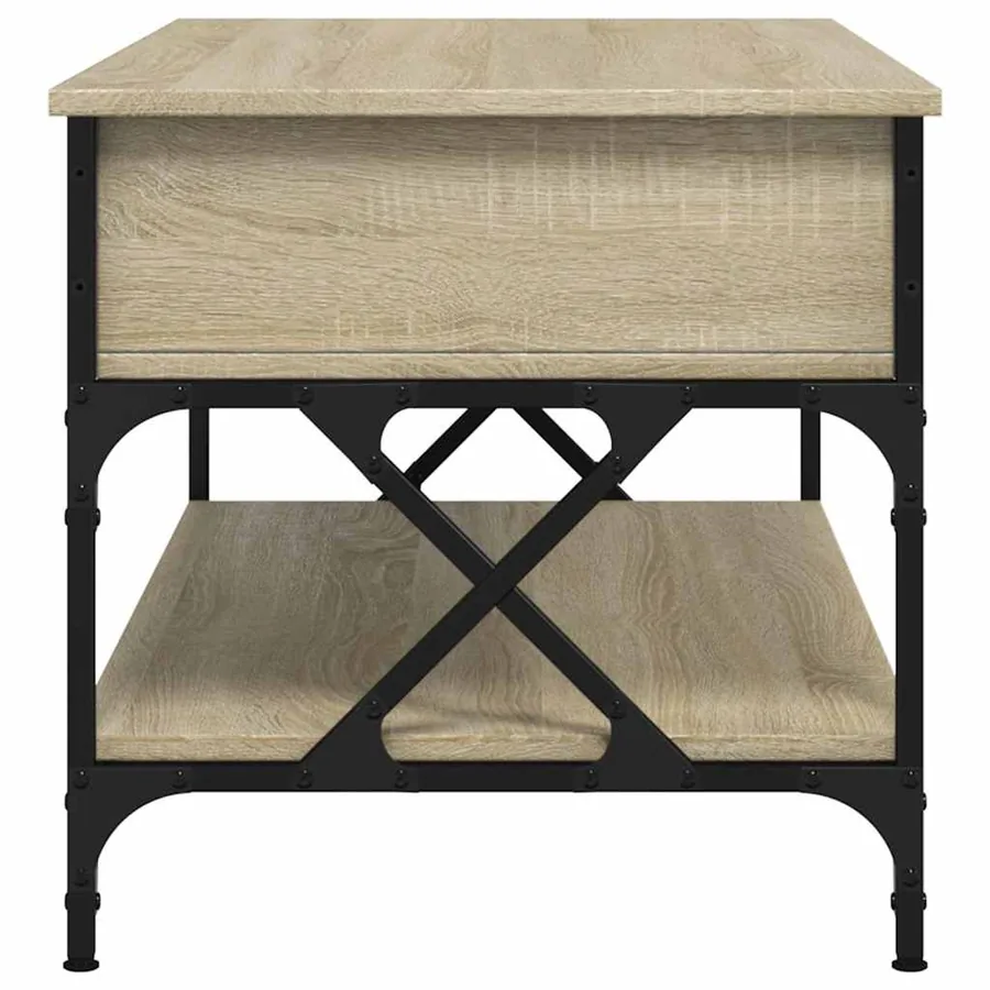 Table basse chêne sonoma 100x50x50cm bois d'ingénierie et métal - 6