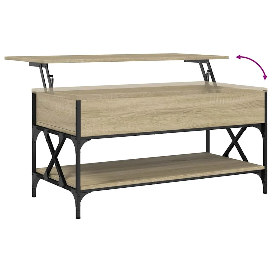 Table basse chêne sonoma 100x50x50cm bois d'ingénierie et métal - 8