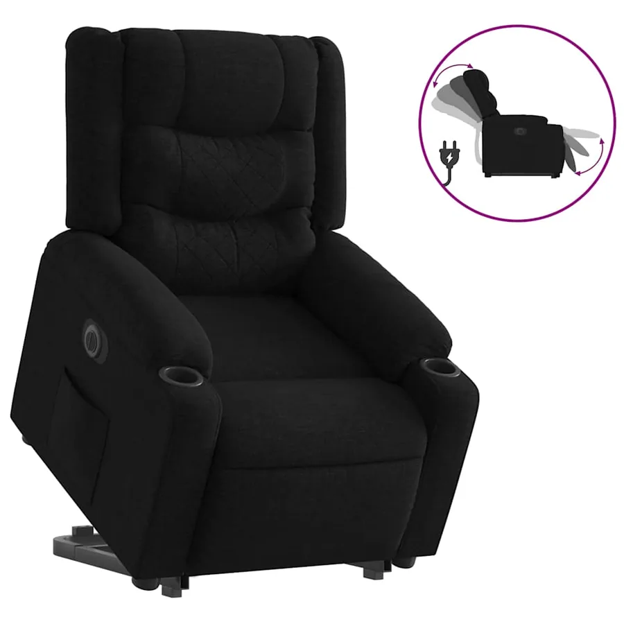 Fauteuil inclinable électrique noir tissu - 2