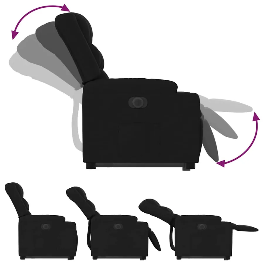 Fauteuil inclinable électrique noir tissu - 7