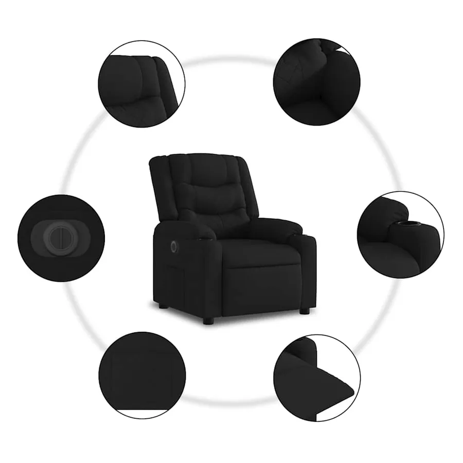 Fauteuil inclinable électrique noir tissu - 8