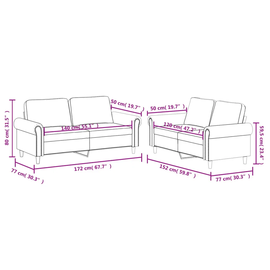 Ensemble de canapés 2 pcs avec coussins Gris Similicuir - 7