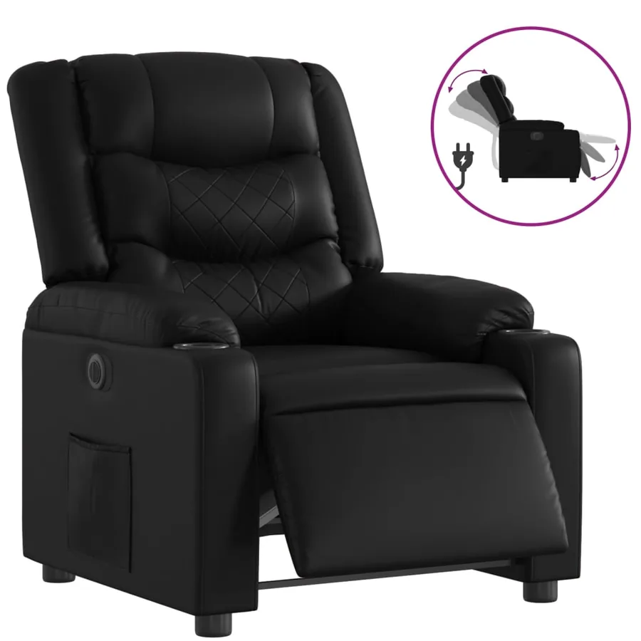 Fauteuil inclinable électrique Noir Similicuir - 2