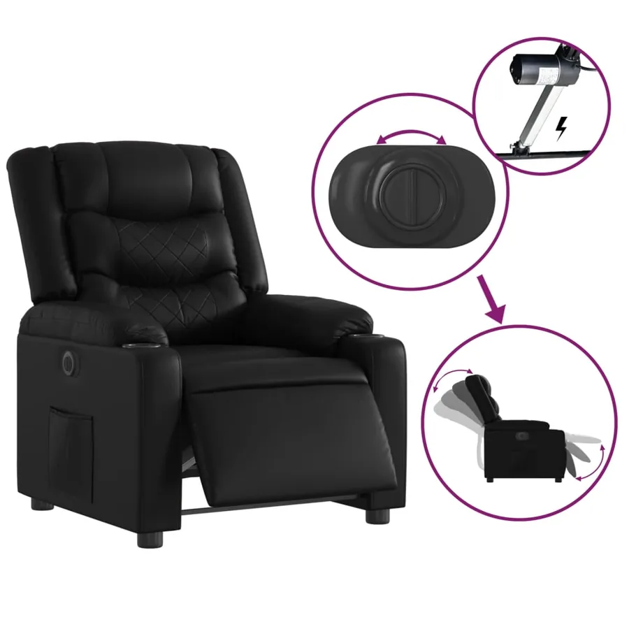 Fauteuil inclinable électrique Noir Similicuir - 6