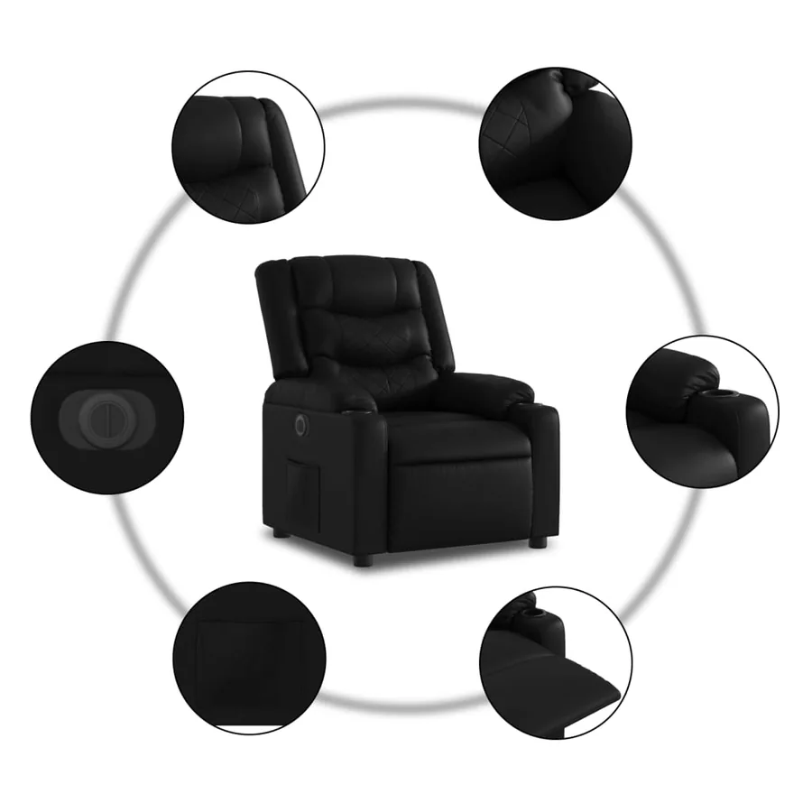 Fauteuil inclinable électrique Noir Similicuir - 8