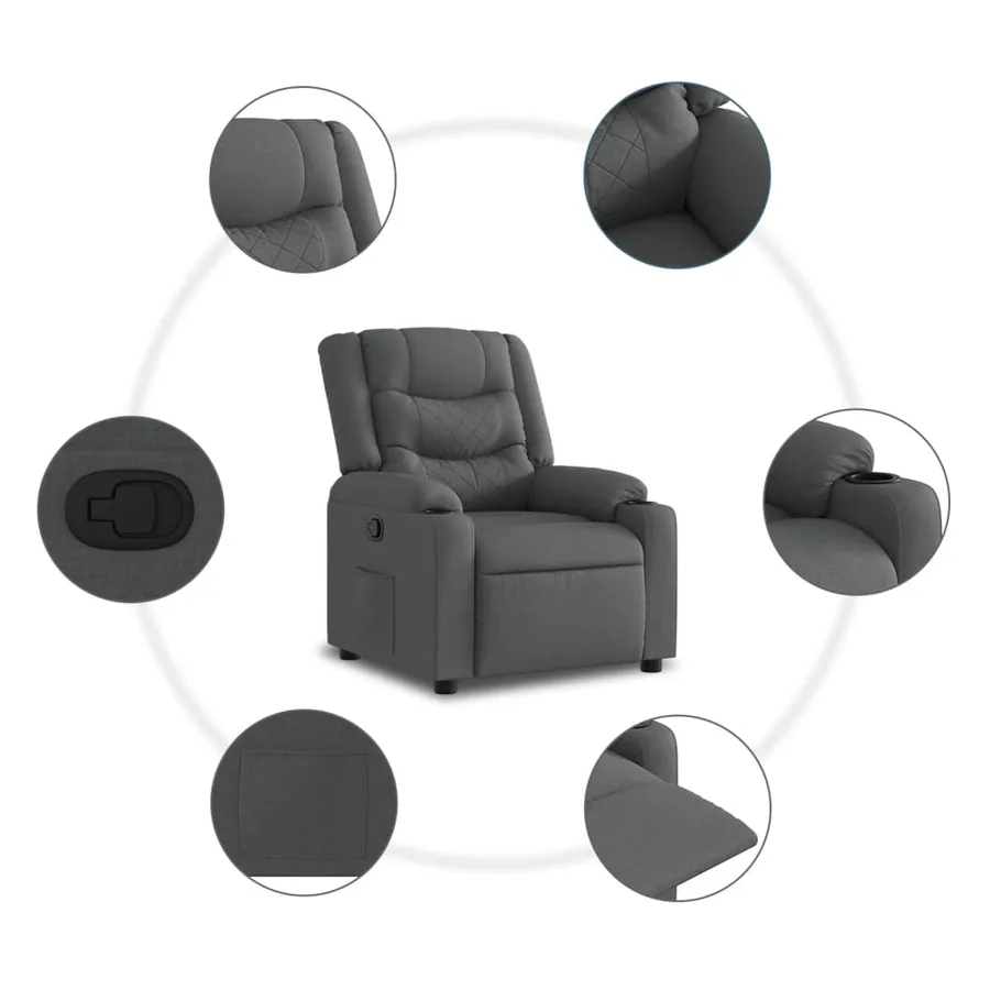 Fauteuil inclinable Gris foncé Tissu - 8