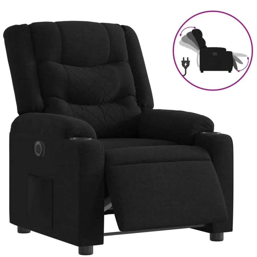 Fauteuil inclinable électrique Noir Tissu - 2